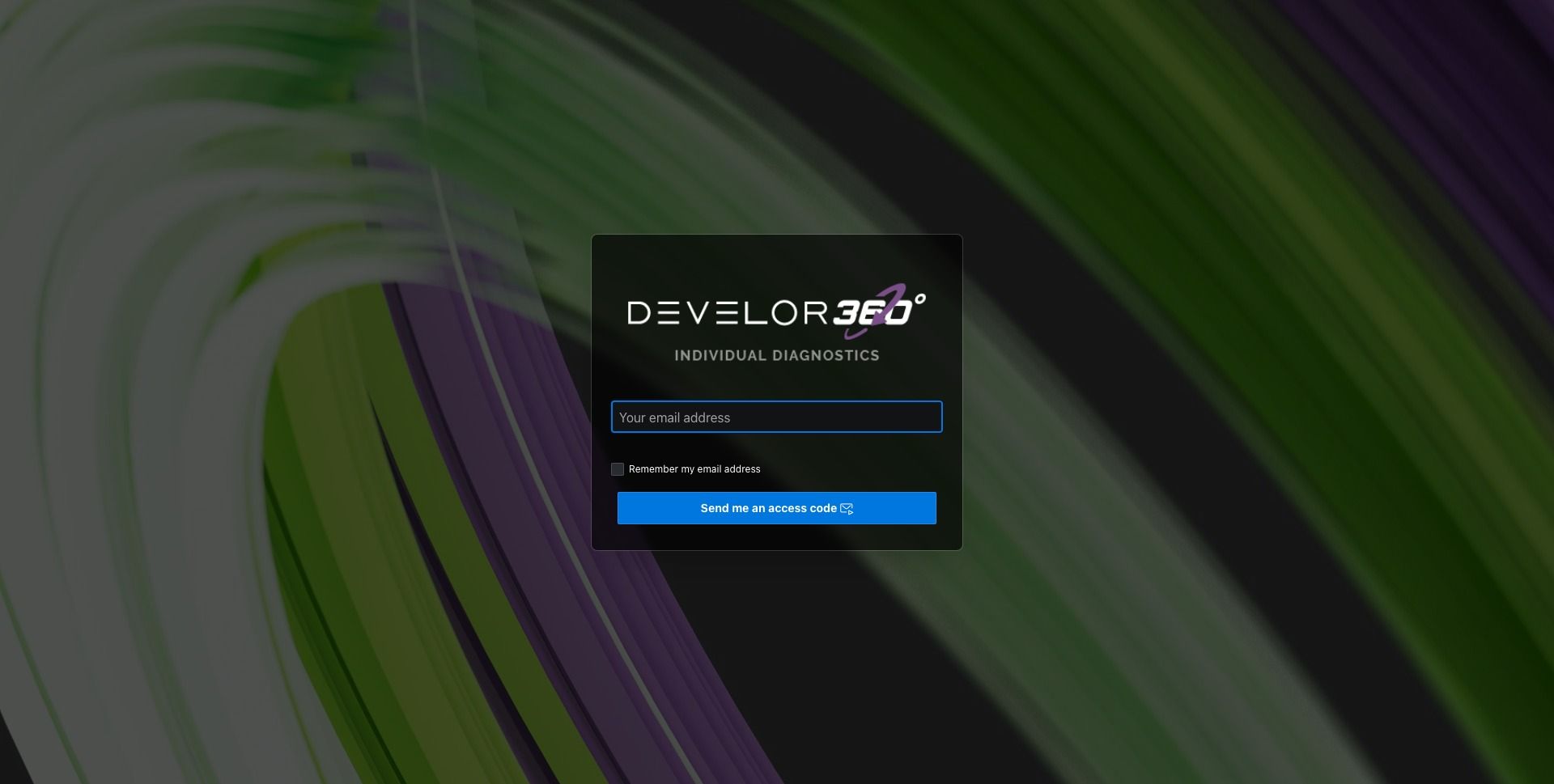 DEVELOR 360 Degree Feedback Login Screen